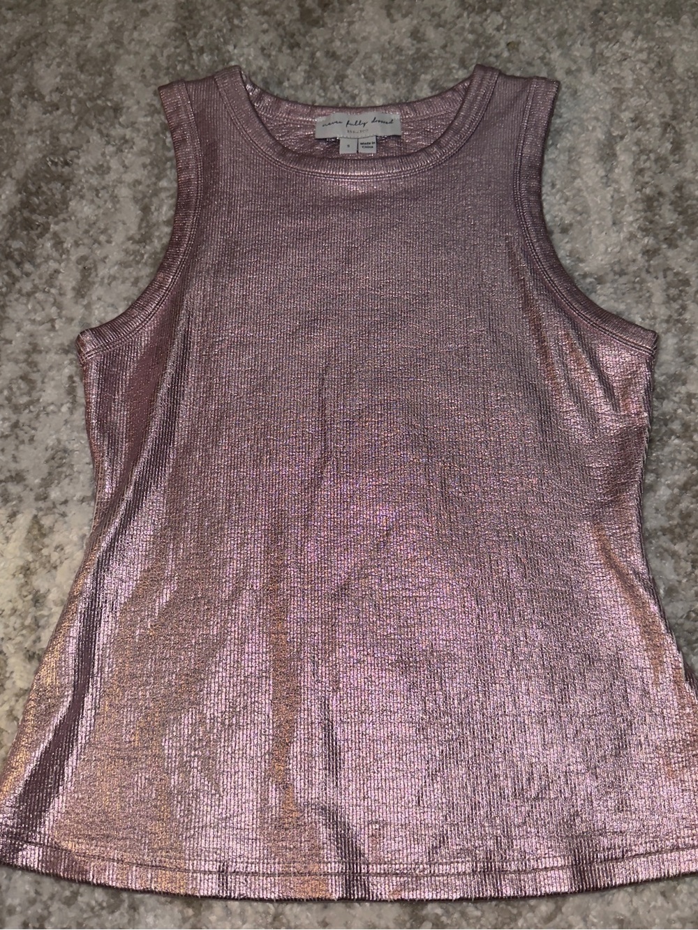 Never Fully Dressed Metallic Pink Sleeveless Tank Top